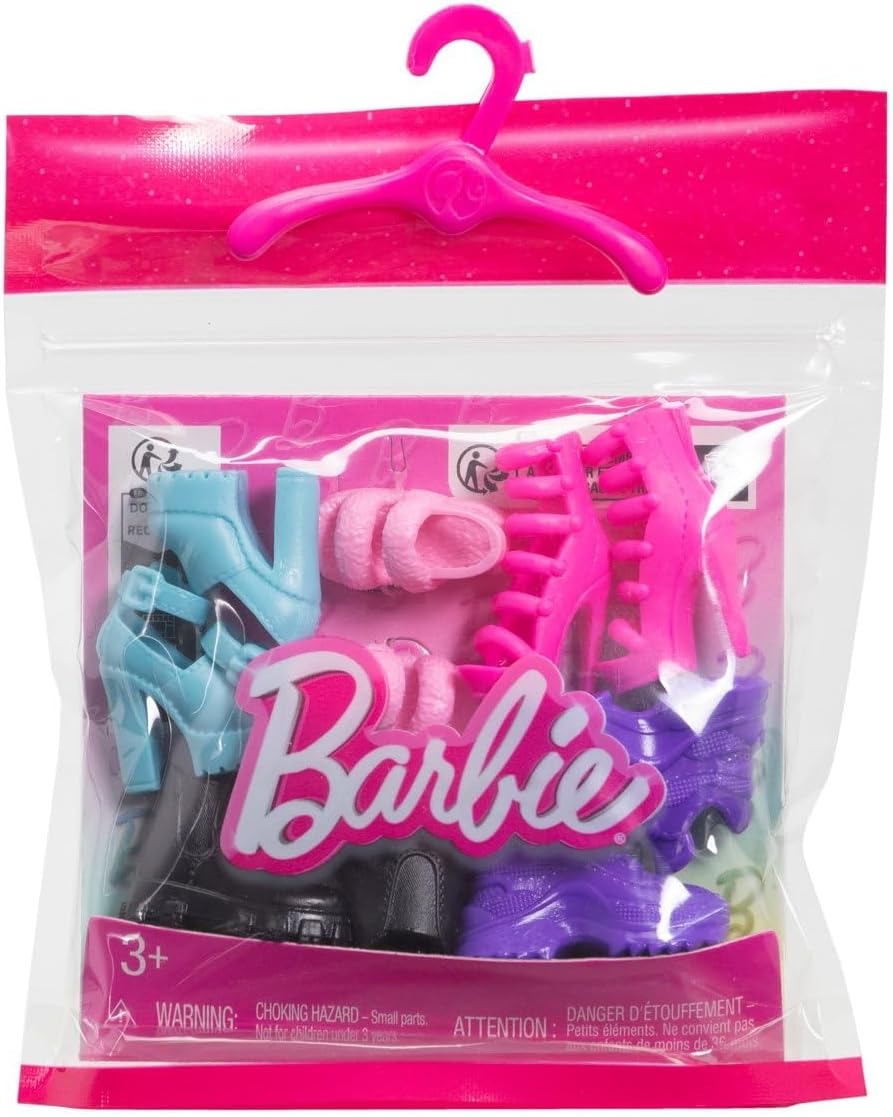 Barbie Fashion Pack, Pack of 5 Shoes, Heels, Slippers for Barbie Dolls