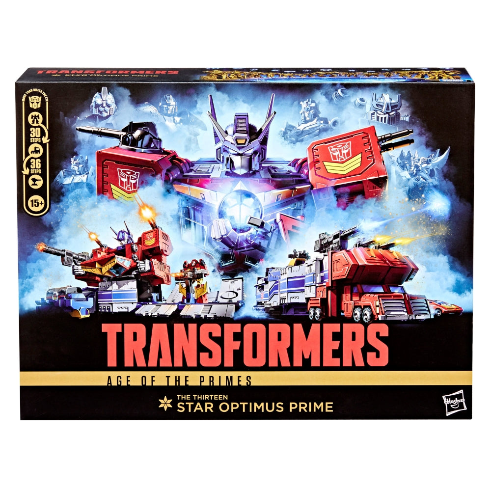 Transformers Age of The Primes Titan Class The Thirteen Star Optimus Prime, 15-inch Converting Action Figure, Robot Toys for Ages 15+