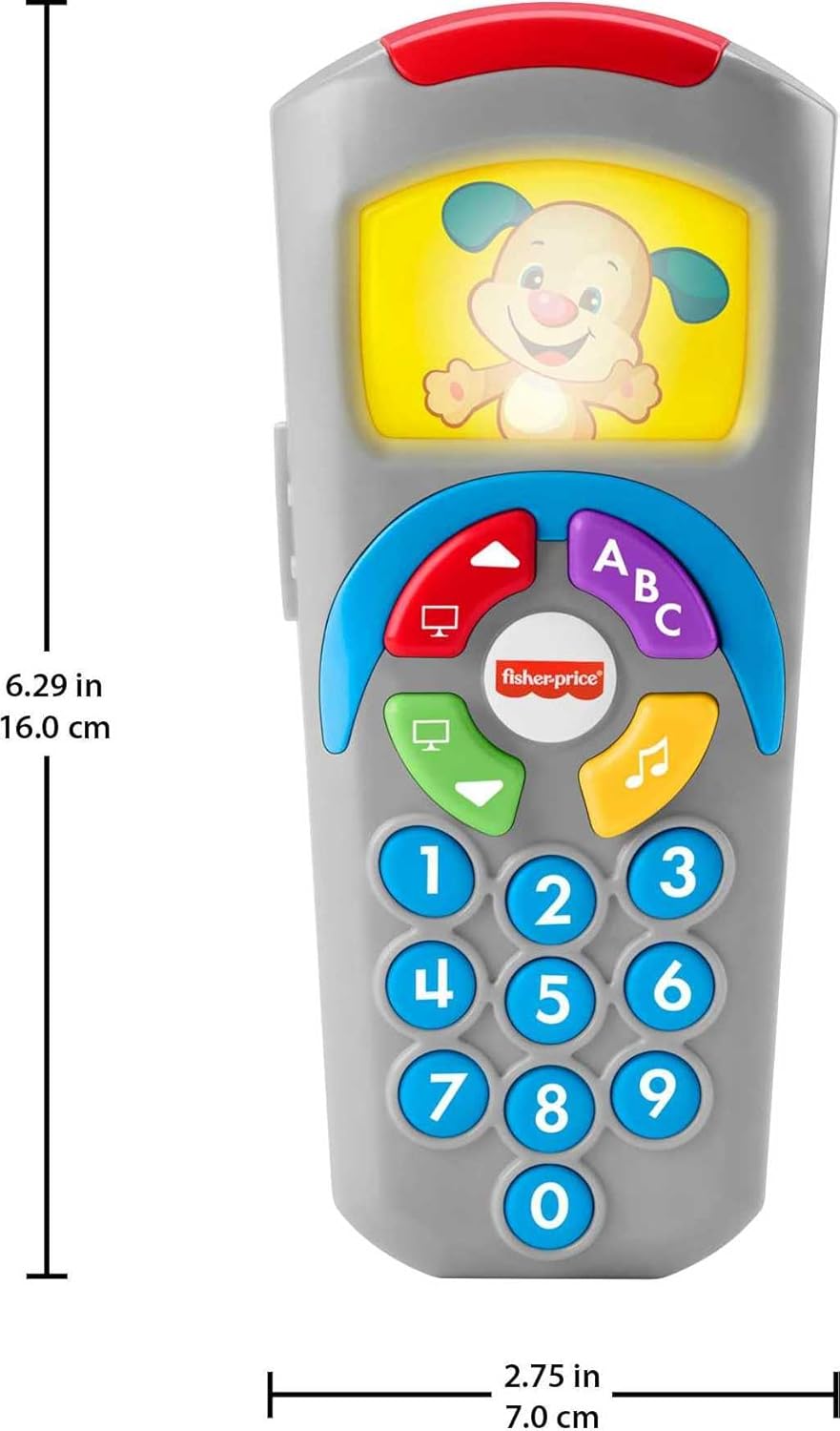 Fisher-Price Baby Learning Toy Laugh & Learn Puppy’s Remote Pretend TV Control with Music & Lights for Infants Ages 6+ Months