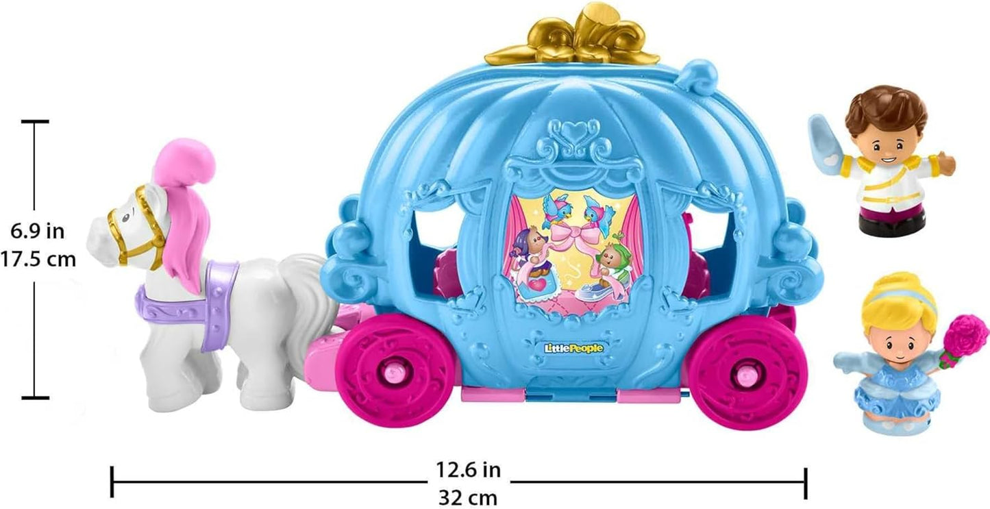 Fisher-Price Little People Toddler Toy Disney Princess Cinderella’s Dancing Carriage Playset with Figures for Pretend Play Ages 18+ Months