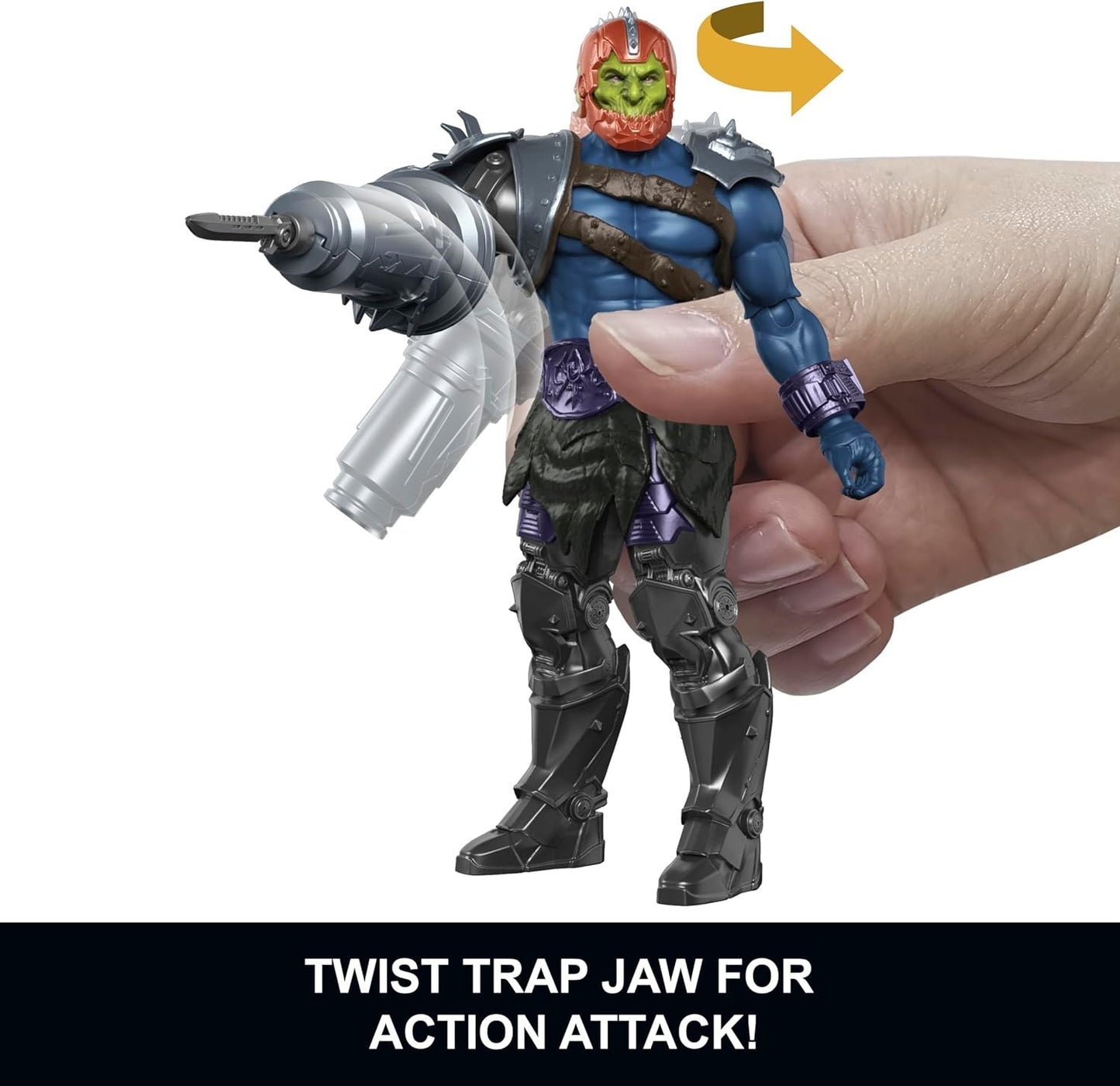 Masters of the Universe Feature Action Figure Cannon Transform Trap Jaw, Twist & Release Move, 5.5 Inch, 2026 Movie Accurate Villain Toy