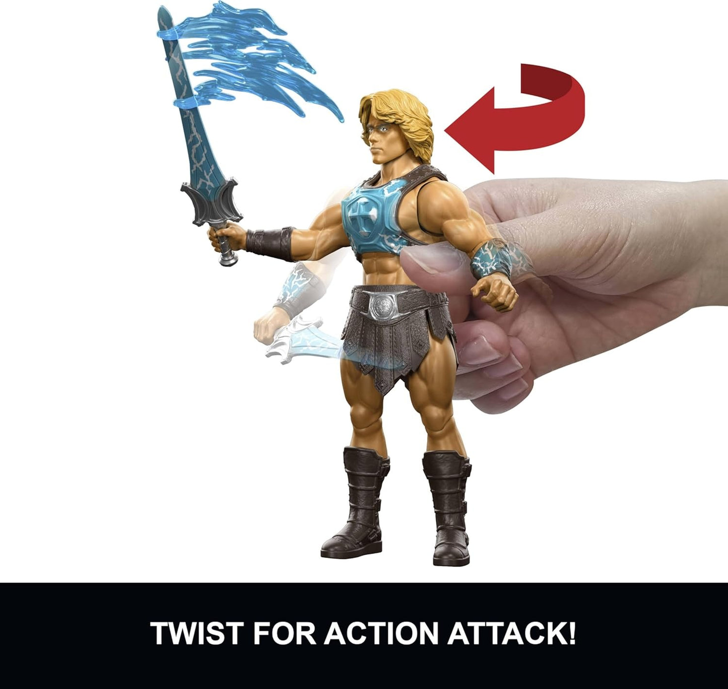 Masters of the Universe Feature Figure Power Sword Slash He-Man, Twist & Release Action Move, 5.5 Inch with Accessory, 2026 Movie Accurate Hero Toy