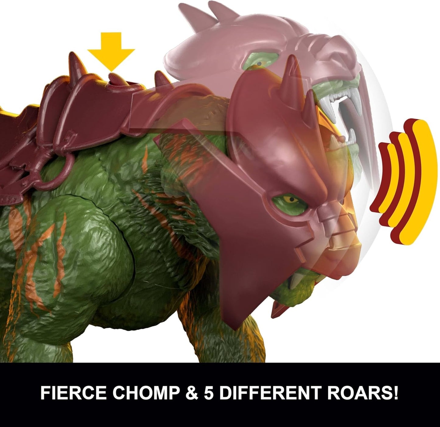 Masters of the Universe 2026 Movie Battle Cat Figure with Chomp & 5 Different Roars, 5.5 Inch Scale Tiger Creature with Armor