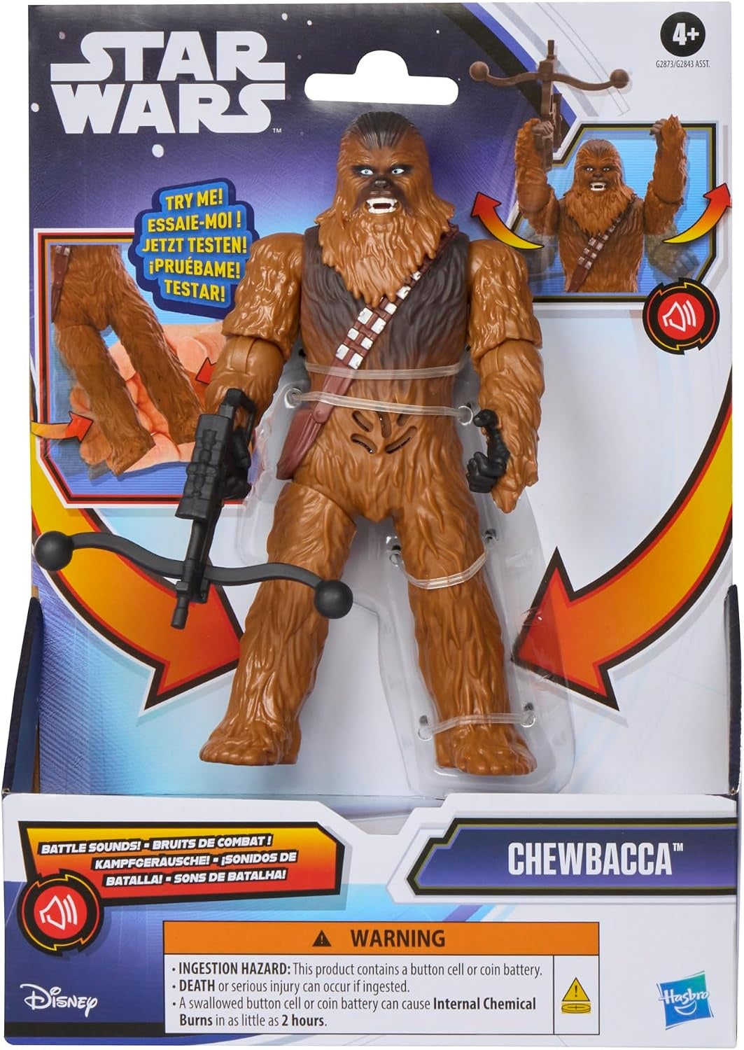 STAR WARS Chewbacca Action FX, 6-Inch Action Figure with Sound Effects, Interactive Toys for Boys & Girls Ages 4+