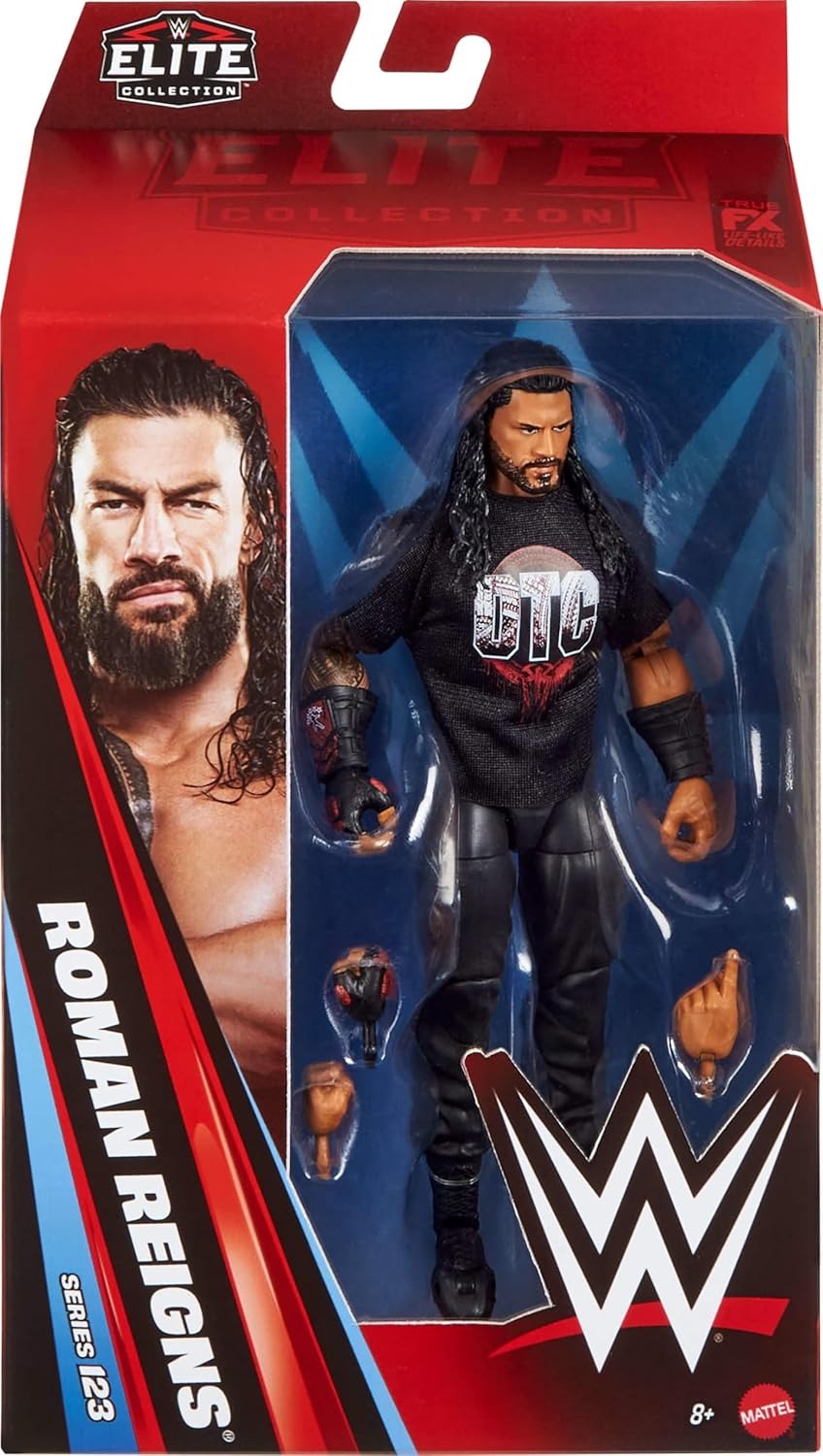 Mattel WWE Elite Action Figure & Accessories, Series #123 Set, 6-inch Collectible Roman Reigns with 25 Articulation Points & Swappable Hands