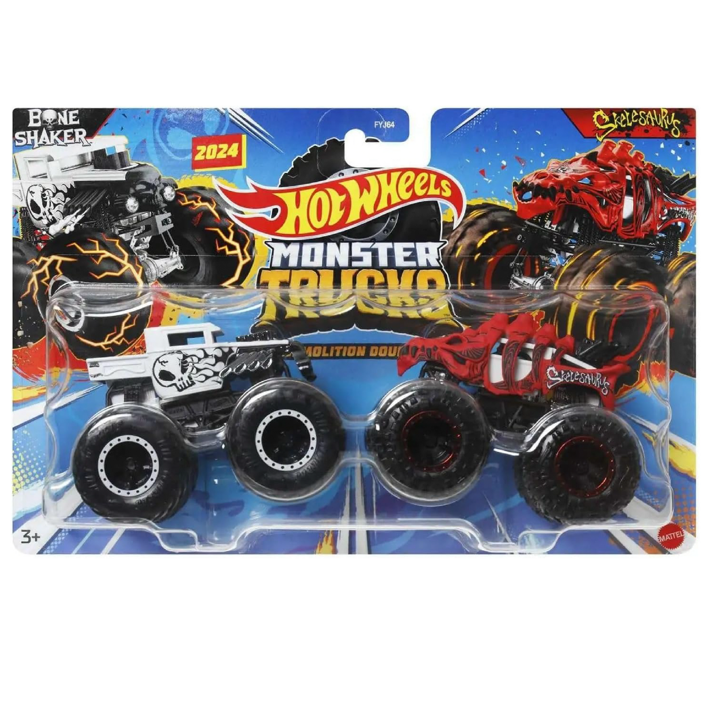 Hot Wheels Monster Trucks Demolition Doubles Bone Shaker vs Skelesaurus