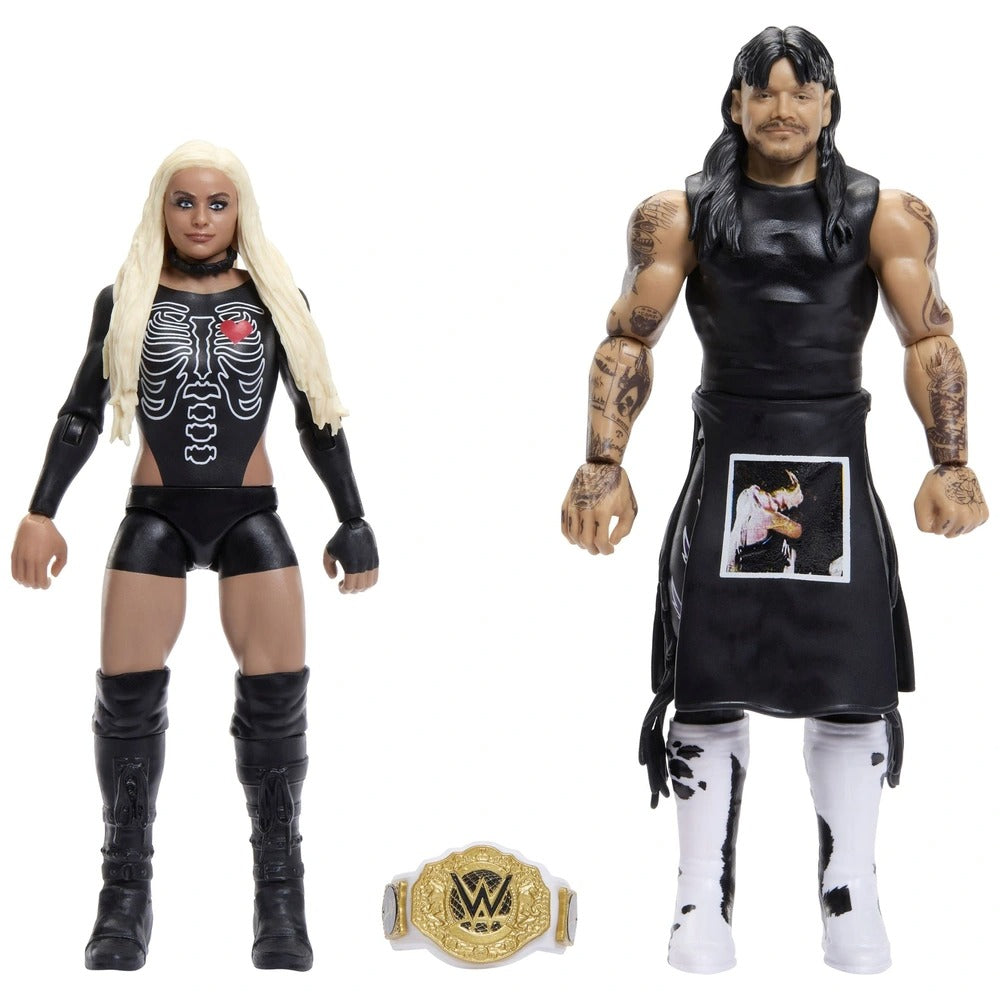 Mattel WWE Main Event Showdown Action Figures 2-Pack with Accessory, Series #25 ”Dirty” Dominik Mysterio & Liv Morgan Collectible Set, 6-inch