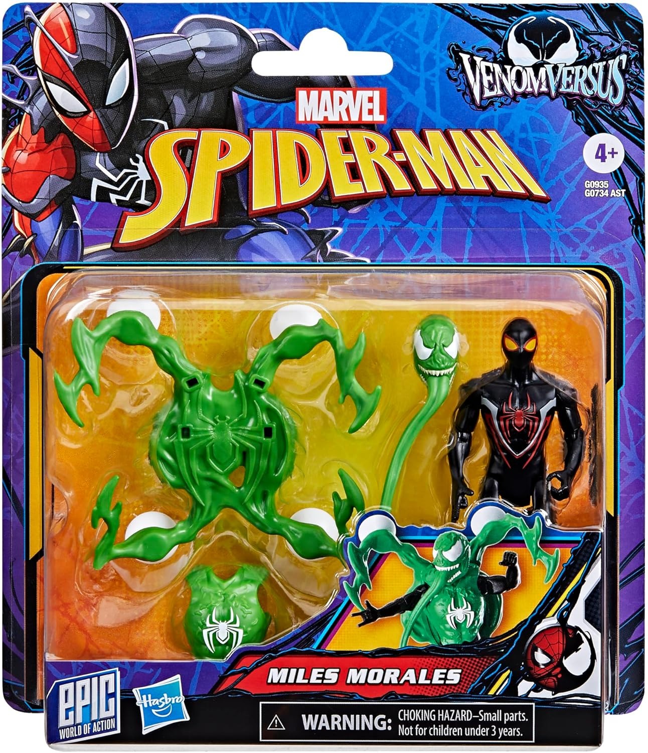 Spider-Man Marvel VenomVersus Epic World of Action Miles Morales Deluxe Figure with Accessories, 4-Inch Super Hero Toys for Kids Ages 4+