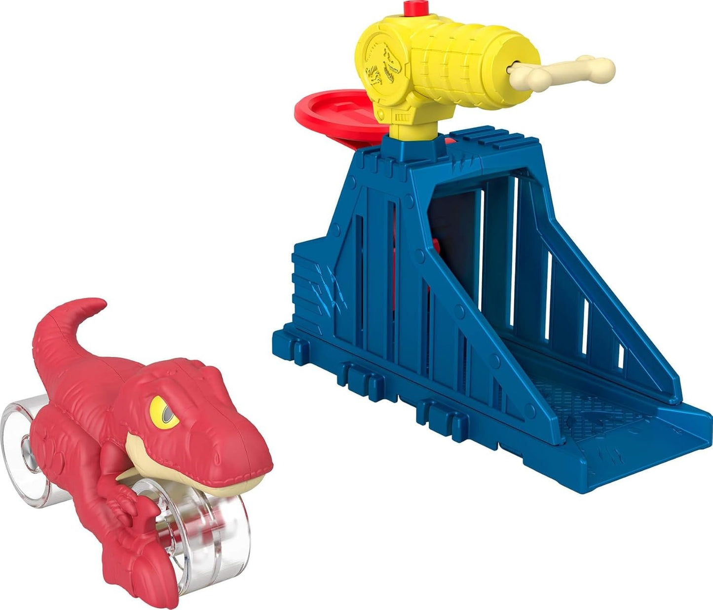Fisher-Price Imaginext Jurassic World Launcher Set with 4.25-inch Chomping Toy Triceratops Dinosaur, Blaster & Food Projectile