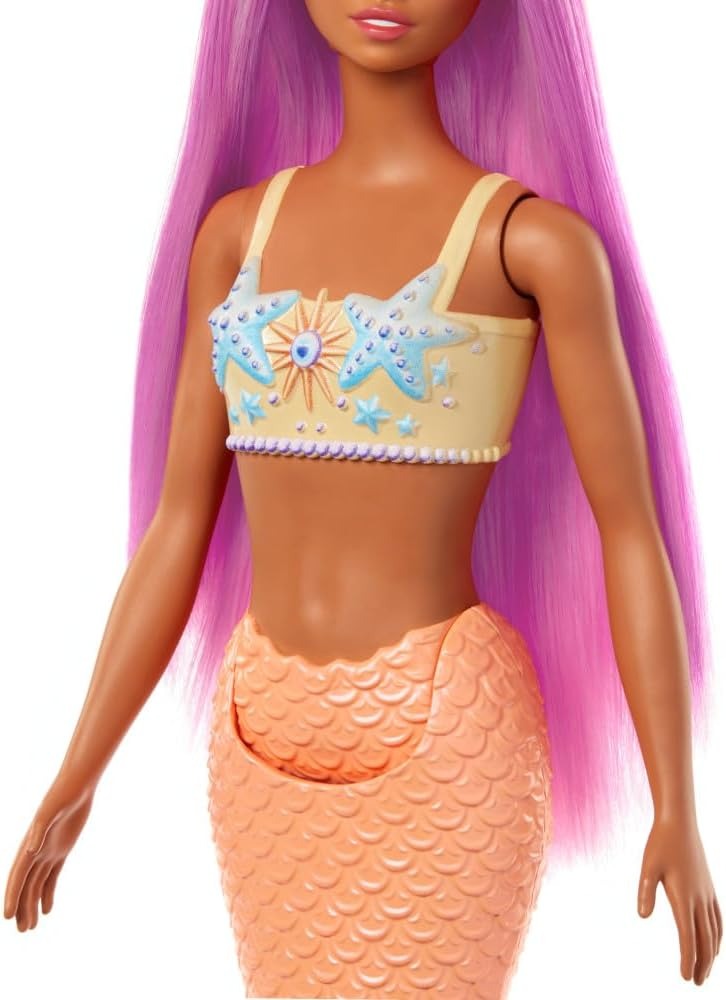 Barbie Mermaid Doll with Pink Fantasy Hair & Headband Accessory, Toy with Starfish-Inspired Bodice & Soft Orange Tail