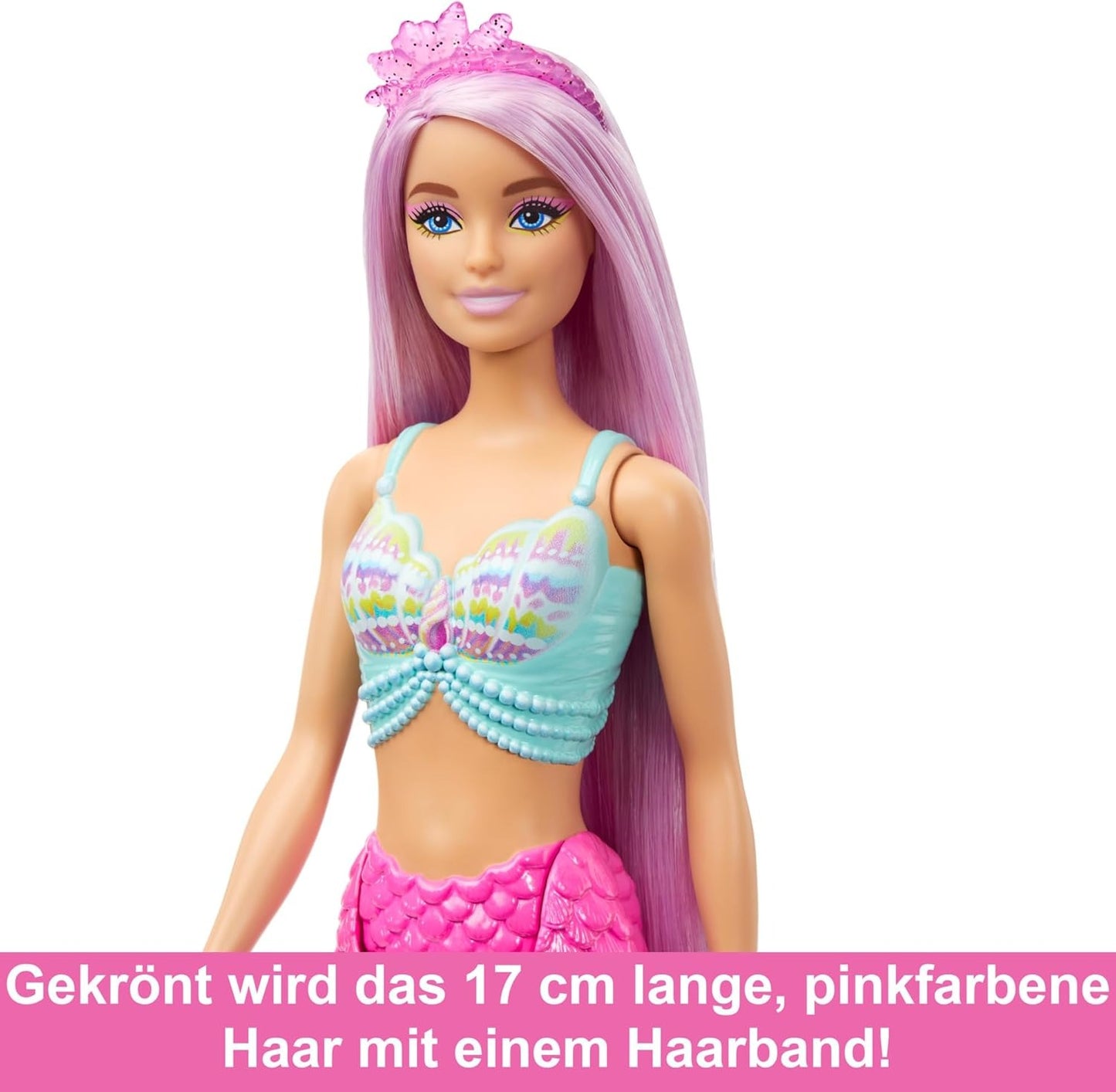 Barbie Mermaid Doll with 7-Inch-Long Pink Fantasy Hair & Colorful Accessories for Styling Play Like Headband & Barrettes