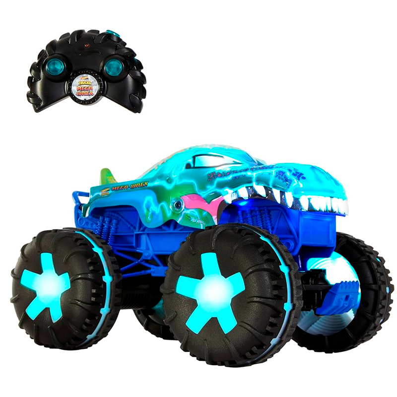 Hot Wheels Monster Trucks 1:15 Scale MEGA-Wrex Alive Remote-Control Vehicle, Battery-Powered RC With Interactive Lights & Sounds