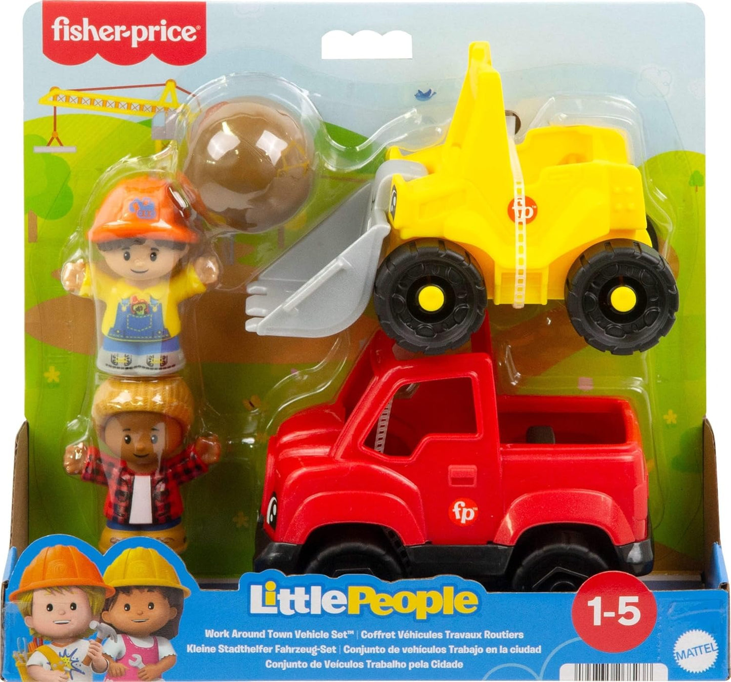 Fisher-Price Little People Toddler Toys, Work Around Town 5-Piece Vehicle & Figure Set for Pretend Play Kids Ages 1+ Years