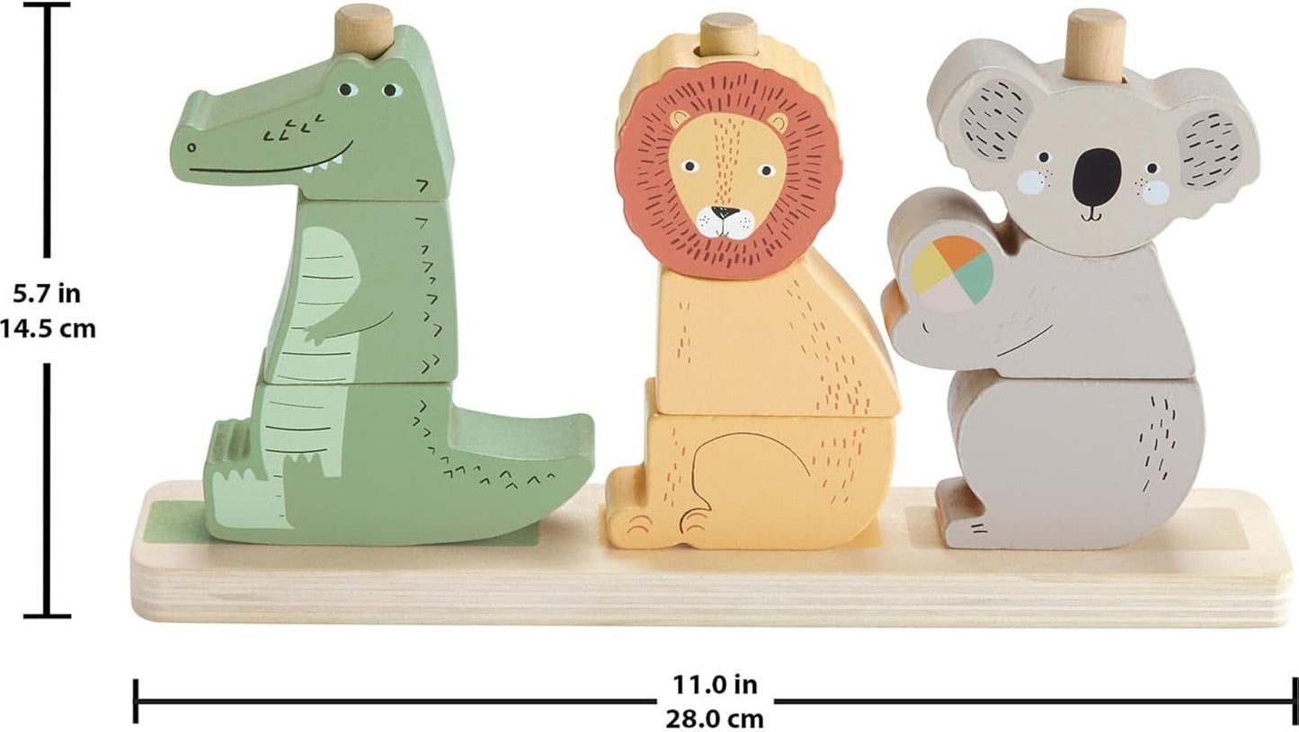 Fisher-Price Wood Baby Toy Stack & Sort Animals, 10 Wooden Pieces for Developmental Play for Infants & Toddlers Ages 1+ Years