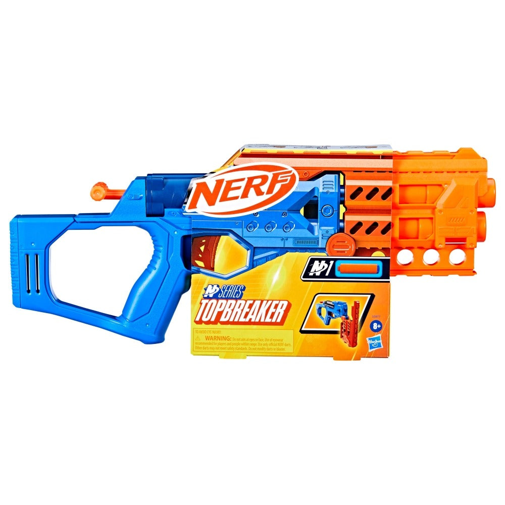 Nerf N Series Topbreaker Blaster, 4 Official Nerf N1 Darts Compatible Only with Nerf N1 Dart Blasters, Break Open Loading, Kids Gifts, Ages 8+