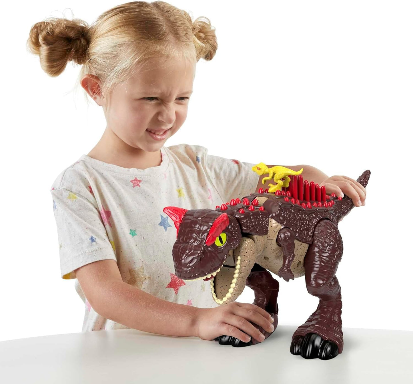 Fisher-Price Imaginext Jurassic World Dinosaur Toy Spike Strike Carnotaurus 11 inch Figure Set for Pretend Play Preschool Kids