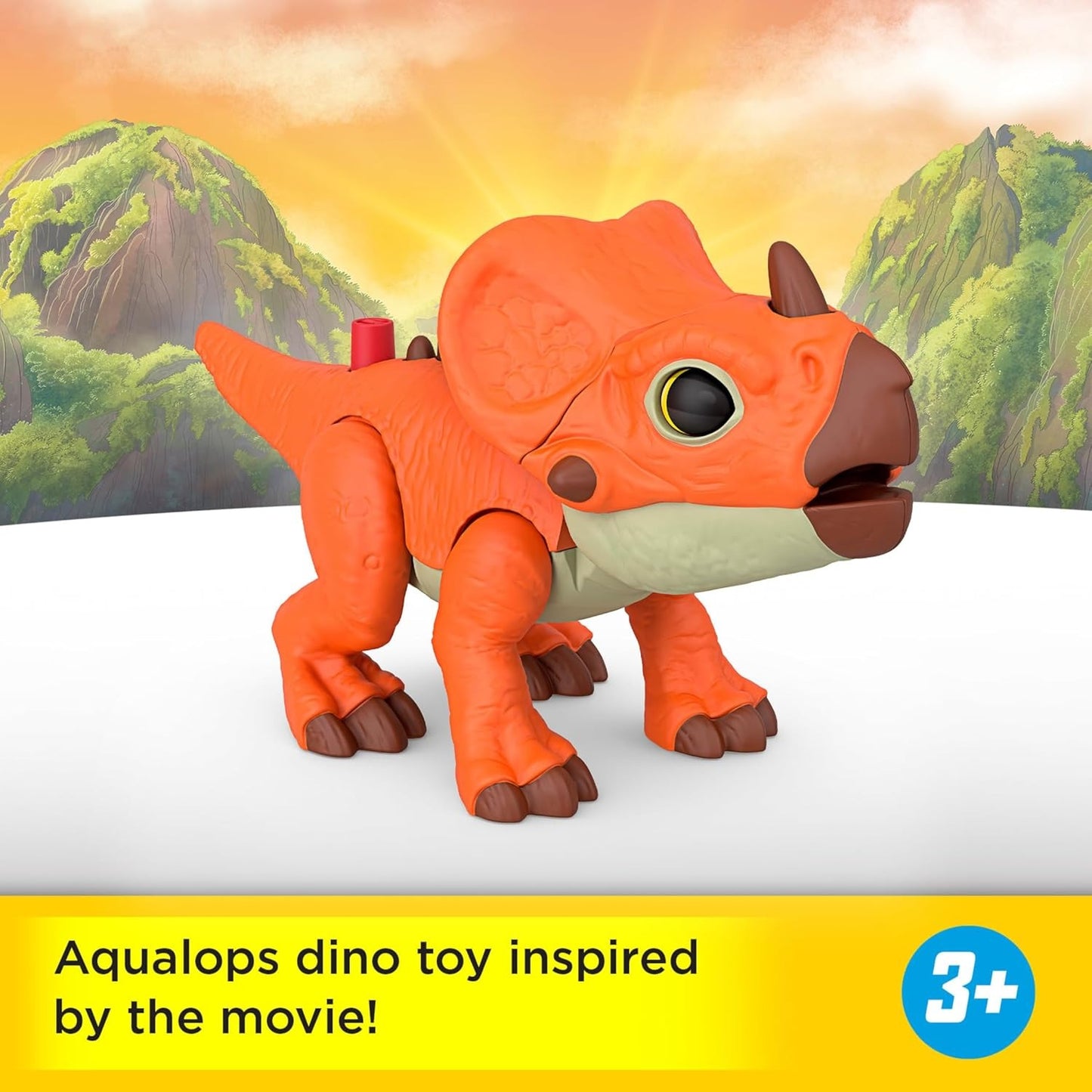 Fisher-Price Imaginext Jurassic World Dinosaur Action Figure with Kid-Activated Motion & Growing Spikes, 7.75-inch Aquilops Dino Toy
