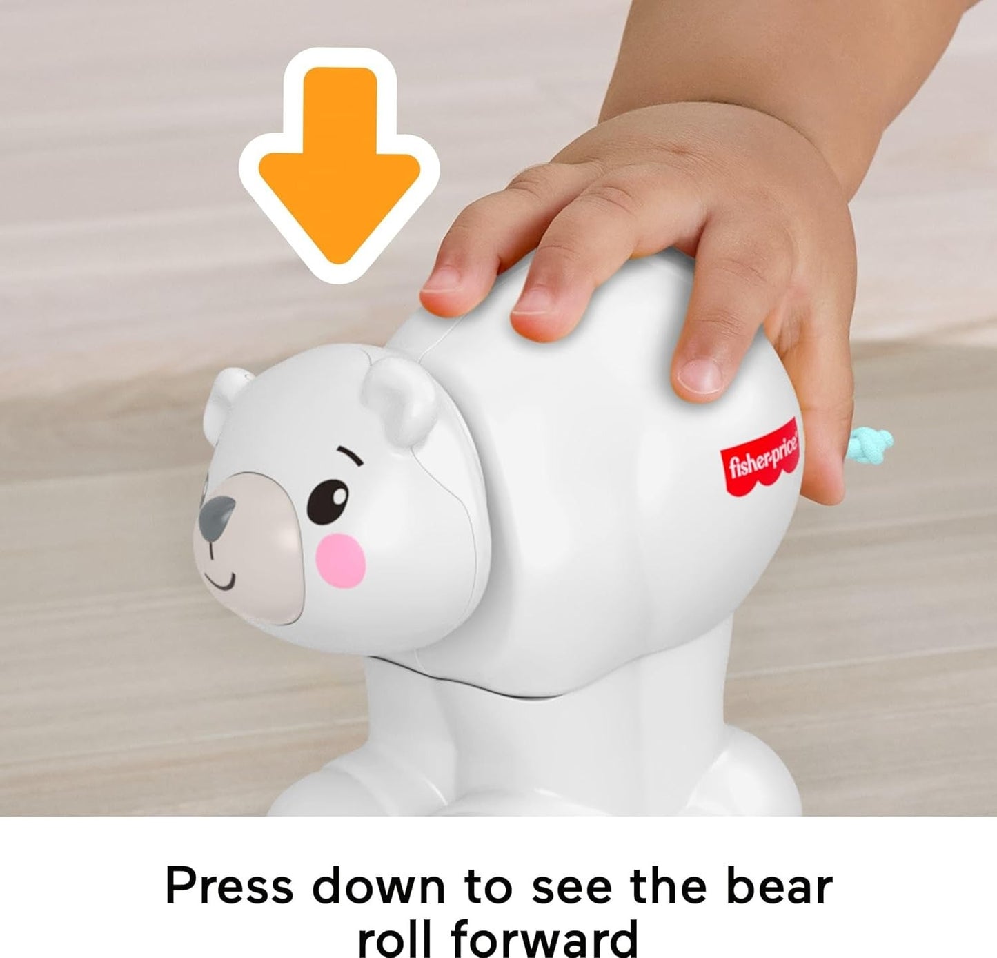 Fisher-Price Baby Toy Crawl-After Polar Bear, Animal-Themed Activity Vehicle with Sensory Details for Infants Ages 9+ Months