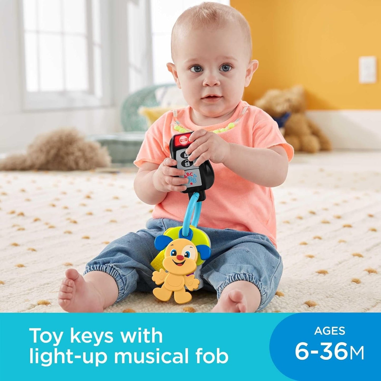 Fisher-Price Laugh & Learn Play & Go Keys, Musical Learning Toy for Babies and Toddlers Ages 6-36 Months