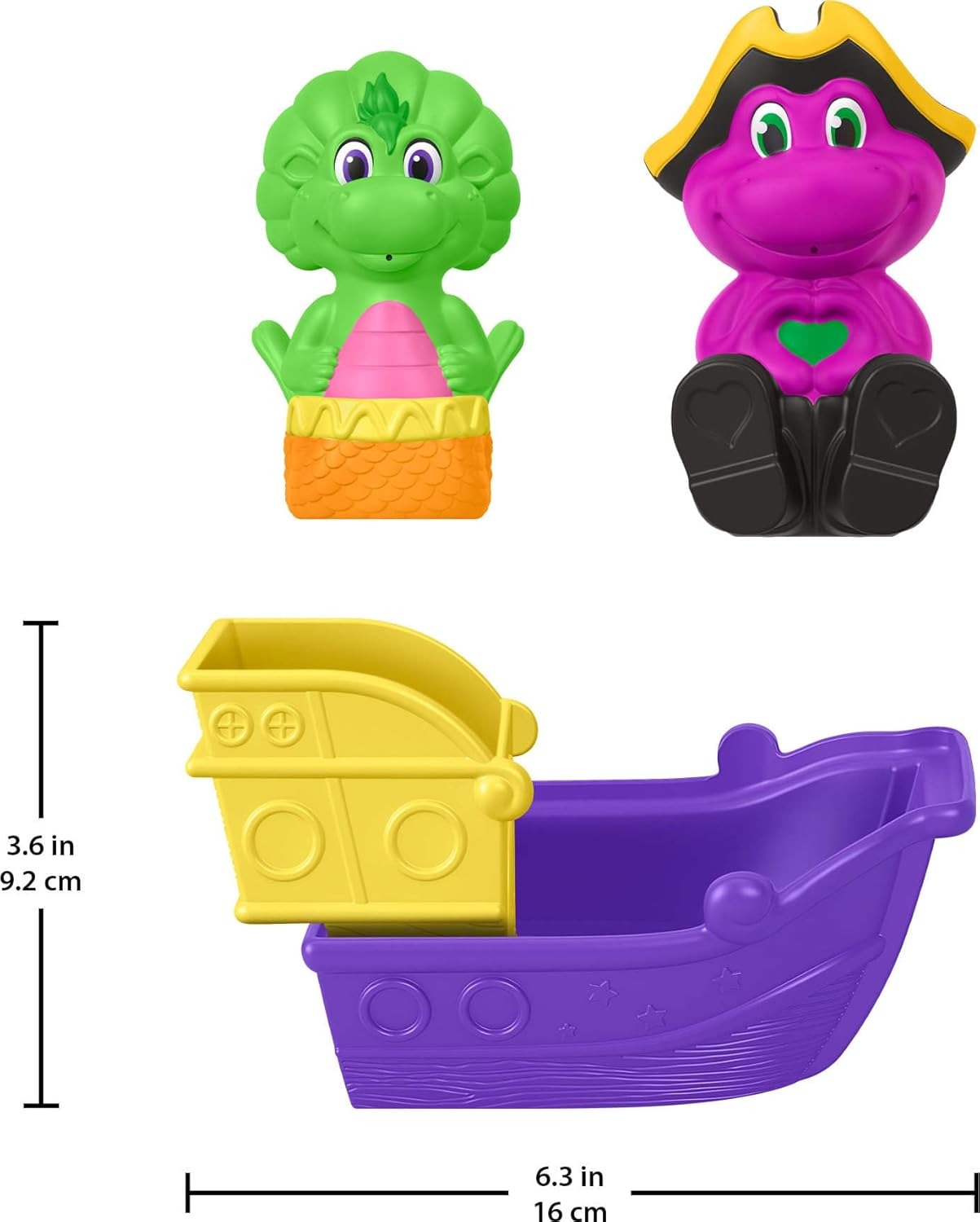 Mattel Fisher-Price Barney’s World Toddler Toys, Water Fun Pirate Ship, 4-Piece Set for Water Play with Barney & Baby Bop, Kids Ages 2+ Years