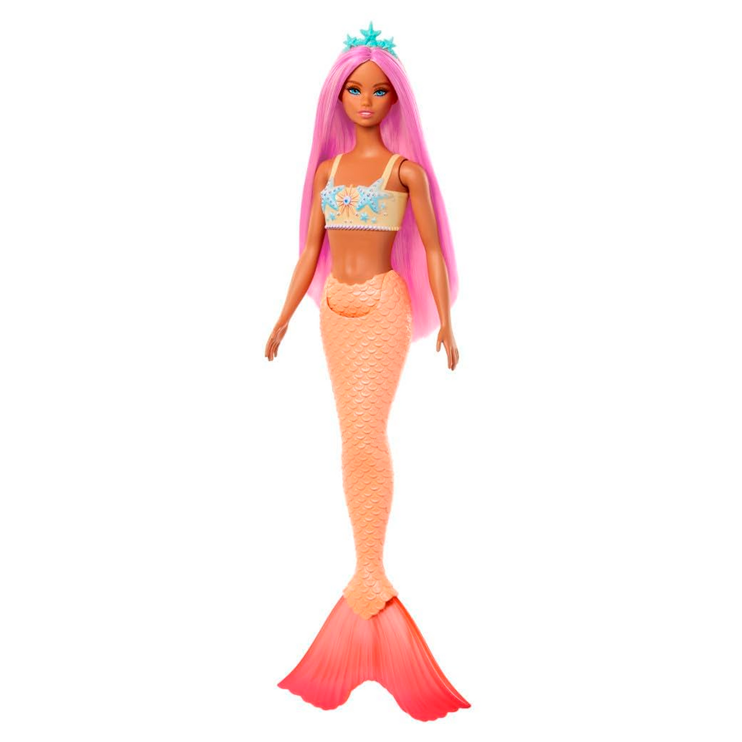 Barbie Mermaid Doll with Pink Fantasy Hair & Headband Accessory, Toy with Starfish-Inspired Bodice & Soft Orange Tail
