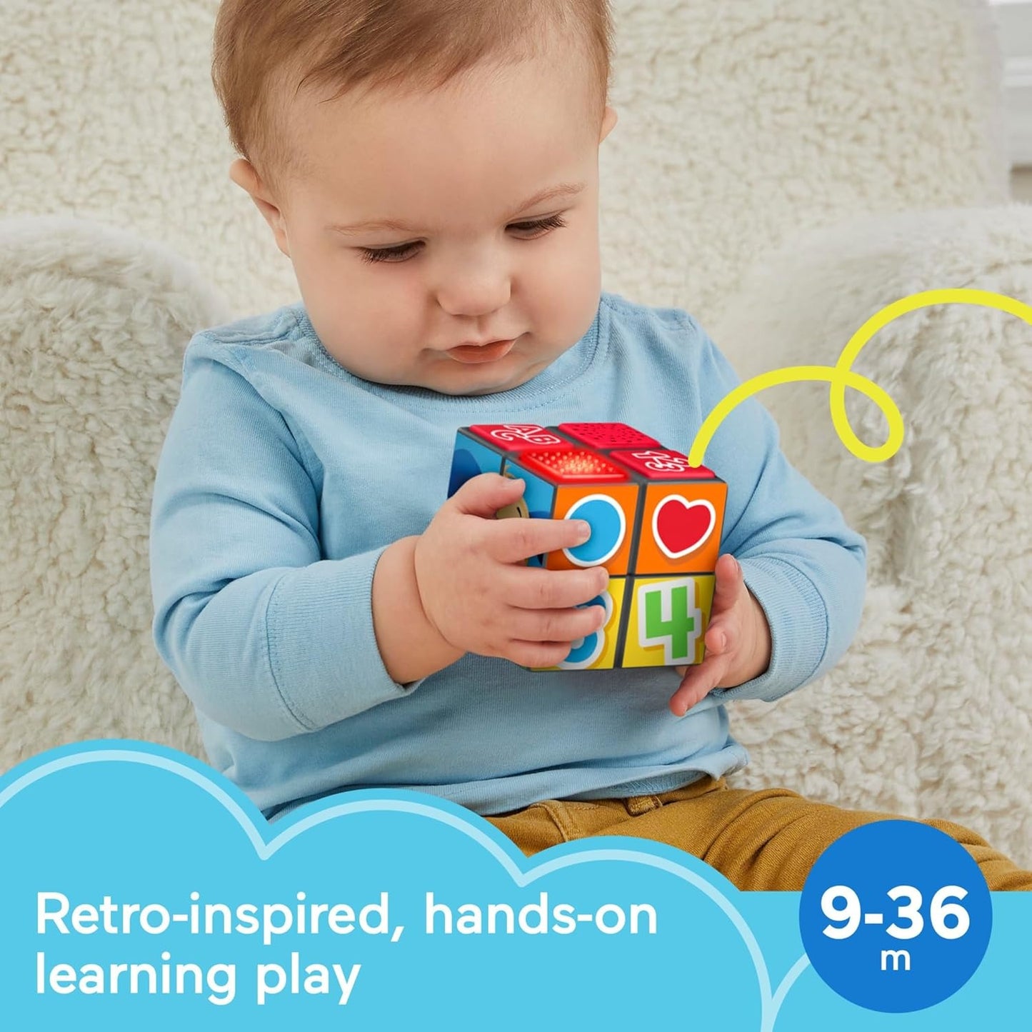 Fisher-Price Baby Learning Toy Laugh & Learn Puppy’s Activity Cube with Lights Music & Fine Motor Activities for Ages 9+ Months