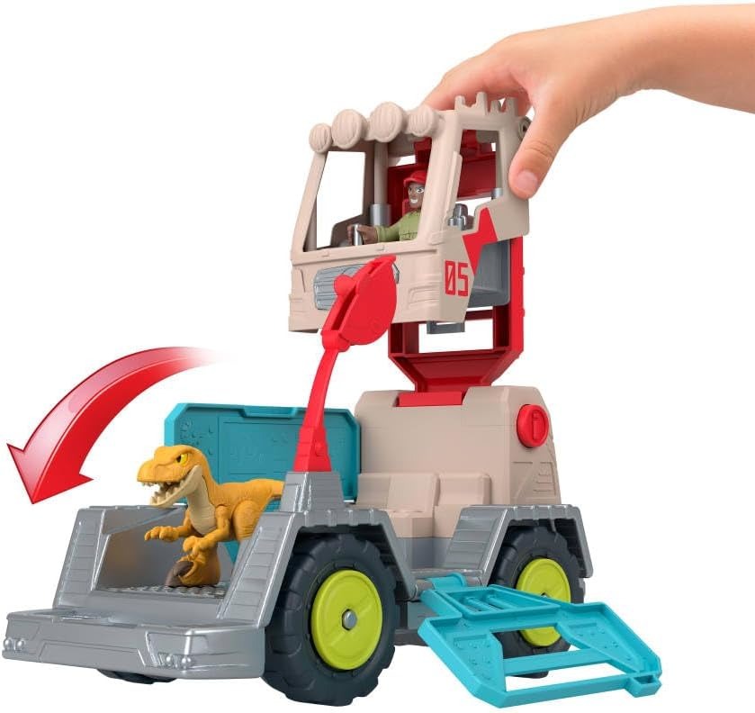 Fisher-Price Mattel Imaginext Jurassic World Trek ‘N Transform Toy Vehicle Play Set with Dinosaur, 3-inch Action Figure & Projectile Launcher with Projectiles