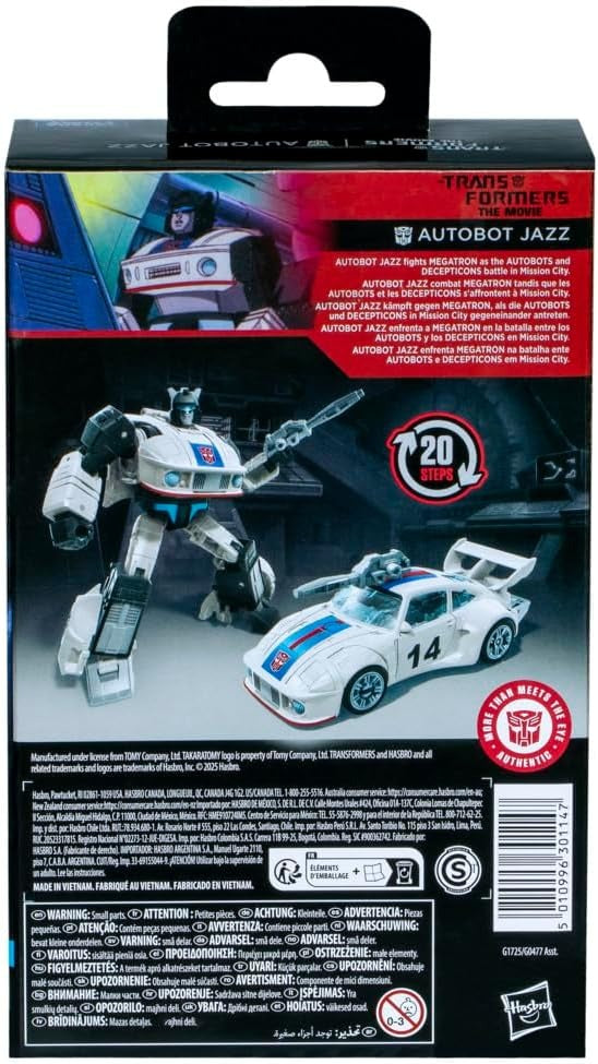 Transformers Toys Studio Series Deluxe Class Transformers: The Movie Autobot Jazz, 4.5-inch Converting Action Figure, Robot Toys, 8+