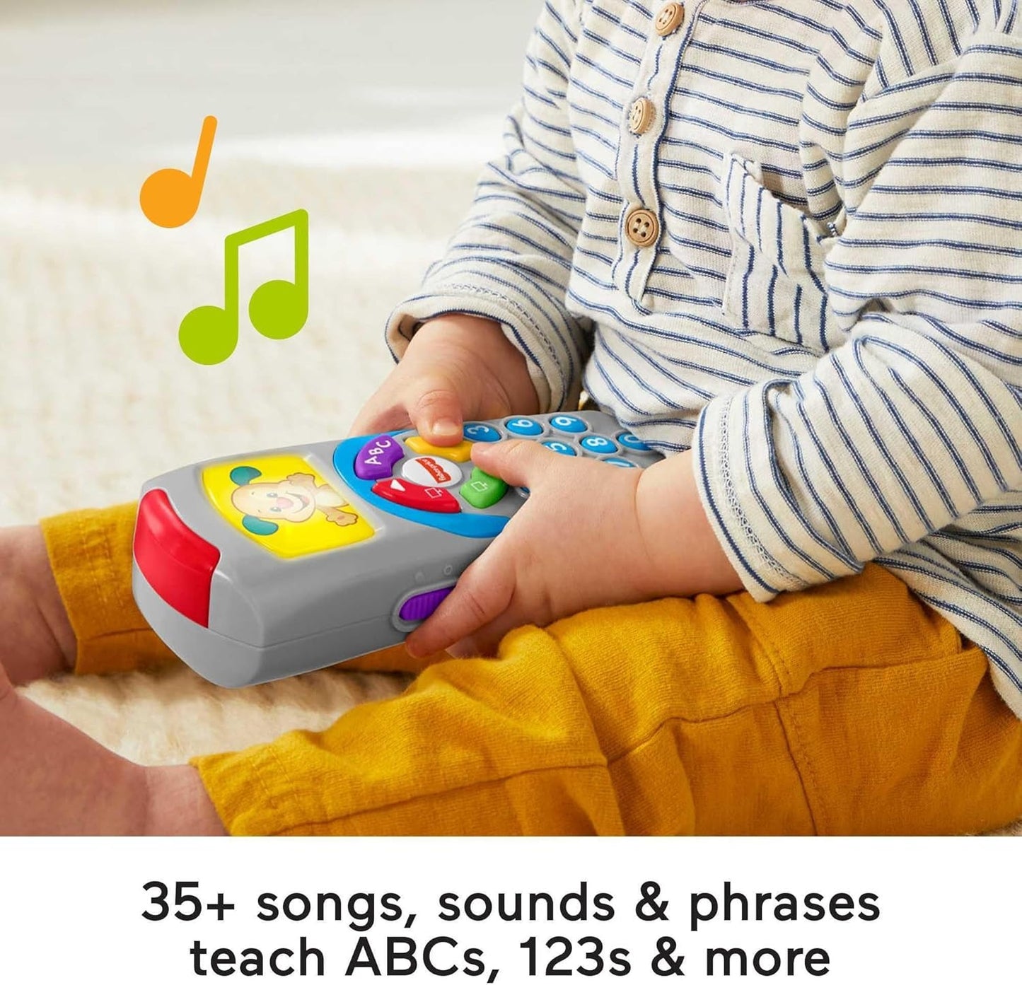 Fisher-Price Baby Learning Toy Laugh & Learn Puppy’s Remote Pretend TV Control with Music & Lights for Infants Ages 6+ Months