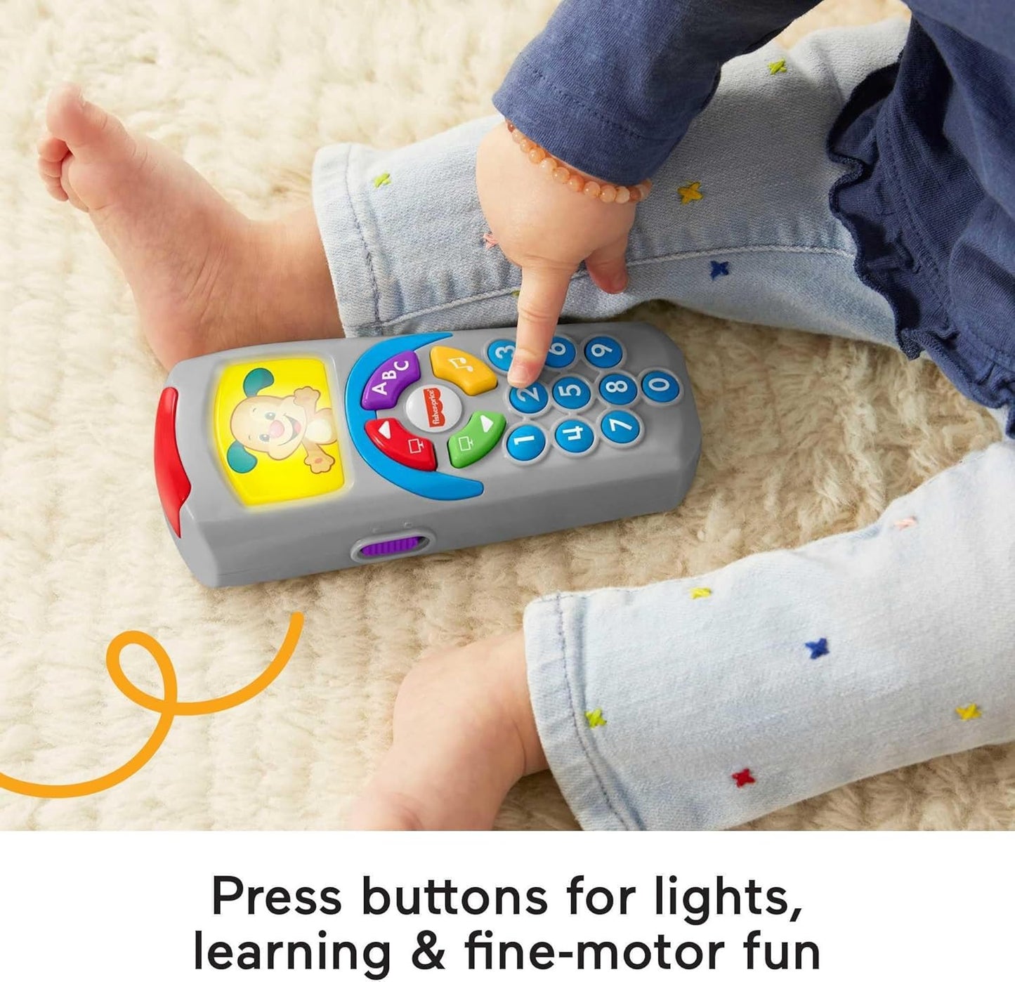 Fisher-Price Baby Learning Toy Laugh & Learn Puppy’s Remote Pretend TV Control with Music & Lights for Infants Ages 6+ Months