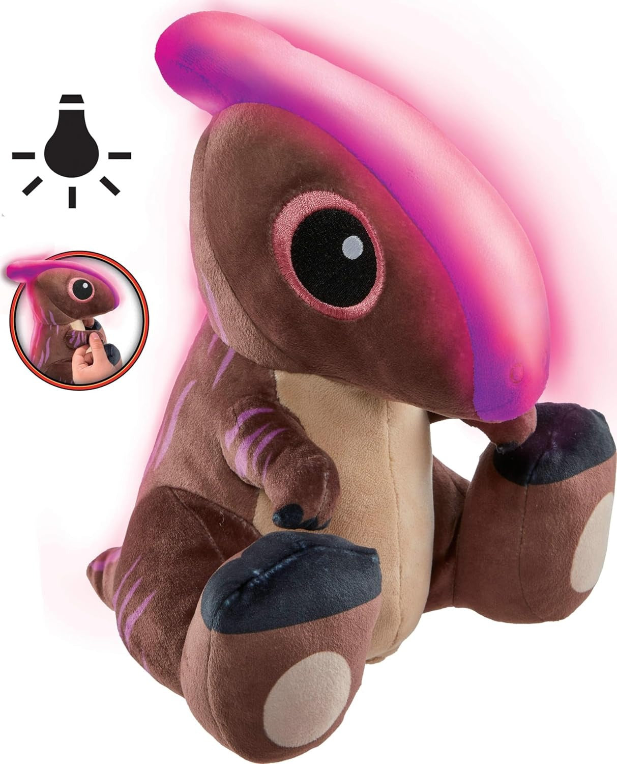 Mattel Jurassic World: Chaos Theory Parasaurolophus Dinosaur Plush Toy with Glowing Feature, Floppy Legged 10-inch Soft Doll Collectible