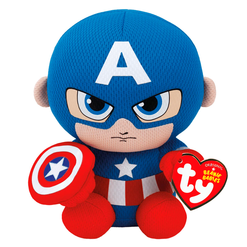 Ty Captain America Plush, Blue/Red/White, Regular