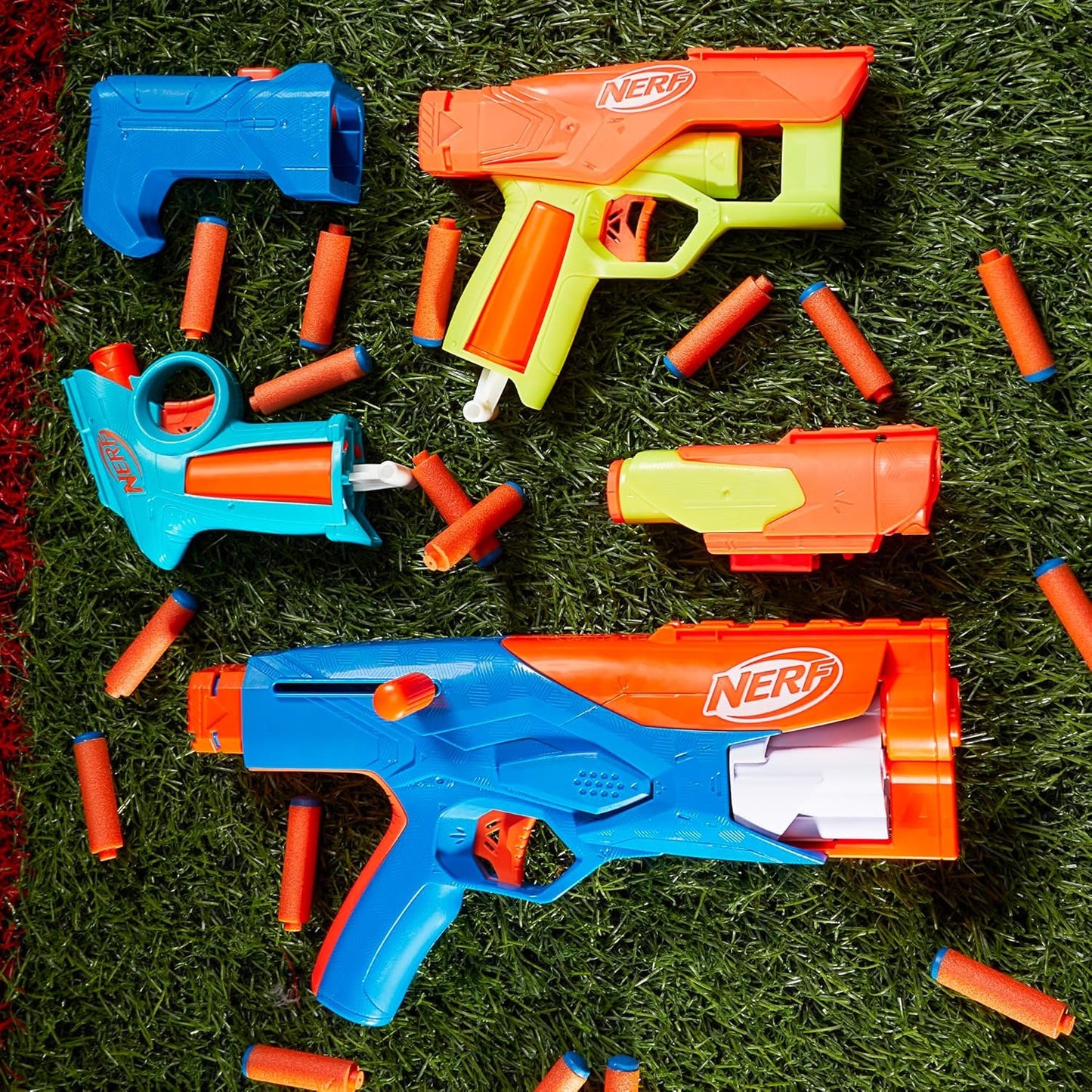 Nerf N Series Gear Up Pack, 3x Blasters, 18 Nerf N1 Darts Compatible Only with Nerf N Series Blasters