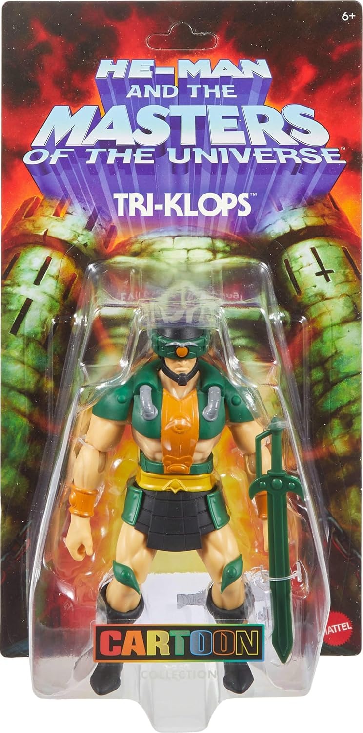 Masters of The Universe Origins Action Figure 200X Cartoon Collection Tri-Klops, 5.5 Inch 1980s Motu TV Toy, Detailed Design Turnable Visor & Sword