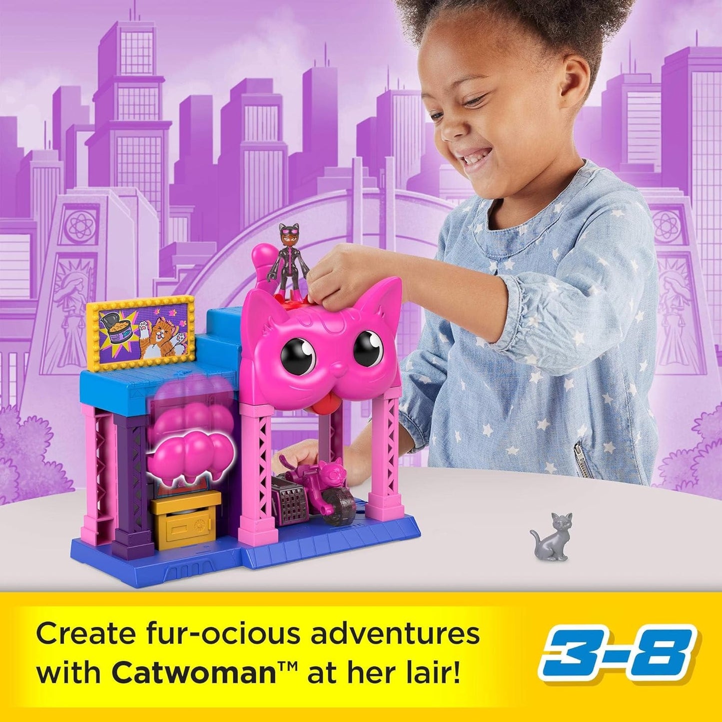 Fisher-Price Imaginext DC Super Friends Toy Catwoman Playhouse Playset with Figure & Accessories for Pretend Play Kids Ages 3+ Years