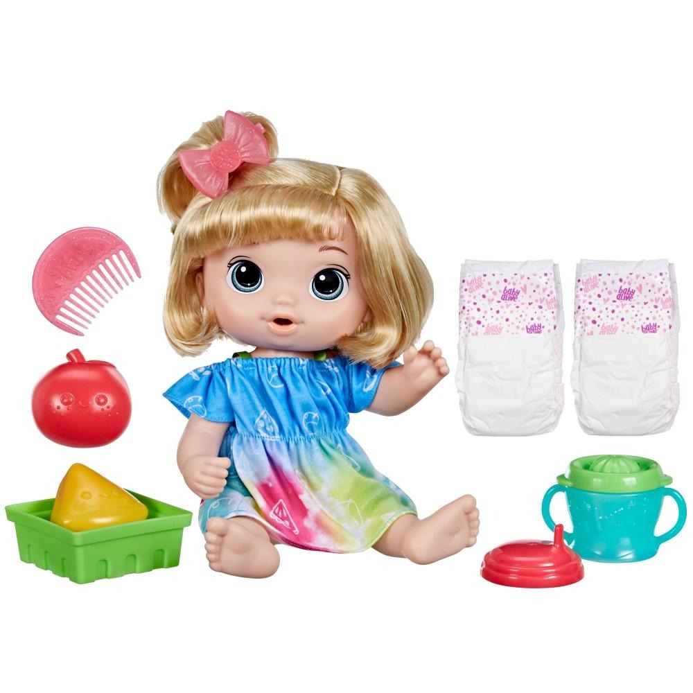 Baby Alive, Doll's Box Fruity Drinks, Apple, Dummy Juicer, Drinks and Wet Her Diaper, from 3 Years Old, Blond Hair