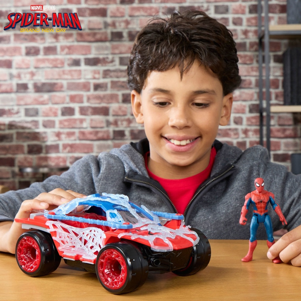 Marvel Studios Spider-Man: Brand New Day ActionVerse Stretch & Blast Buggy, 4.5-Inch Action Figure & Vehicle Toy Set, Super Hero Toys, Ages 4+