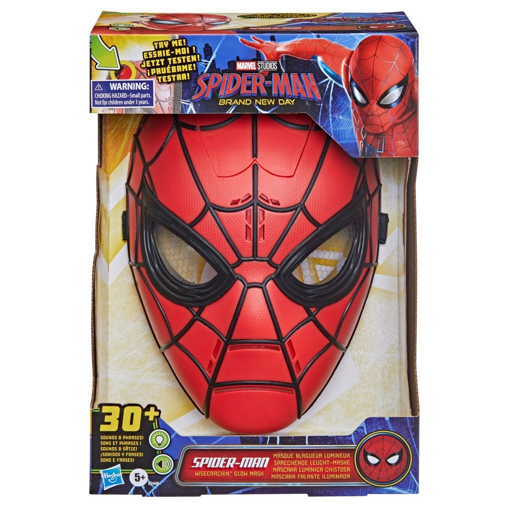 Marvel Studios Spider-Man: Brand New Day Wisecrackin’ Glow Mask, Electronic Role Play Toy, Super Hero Costume Mask and Toys for Kids, Ages 5+