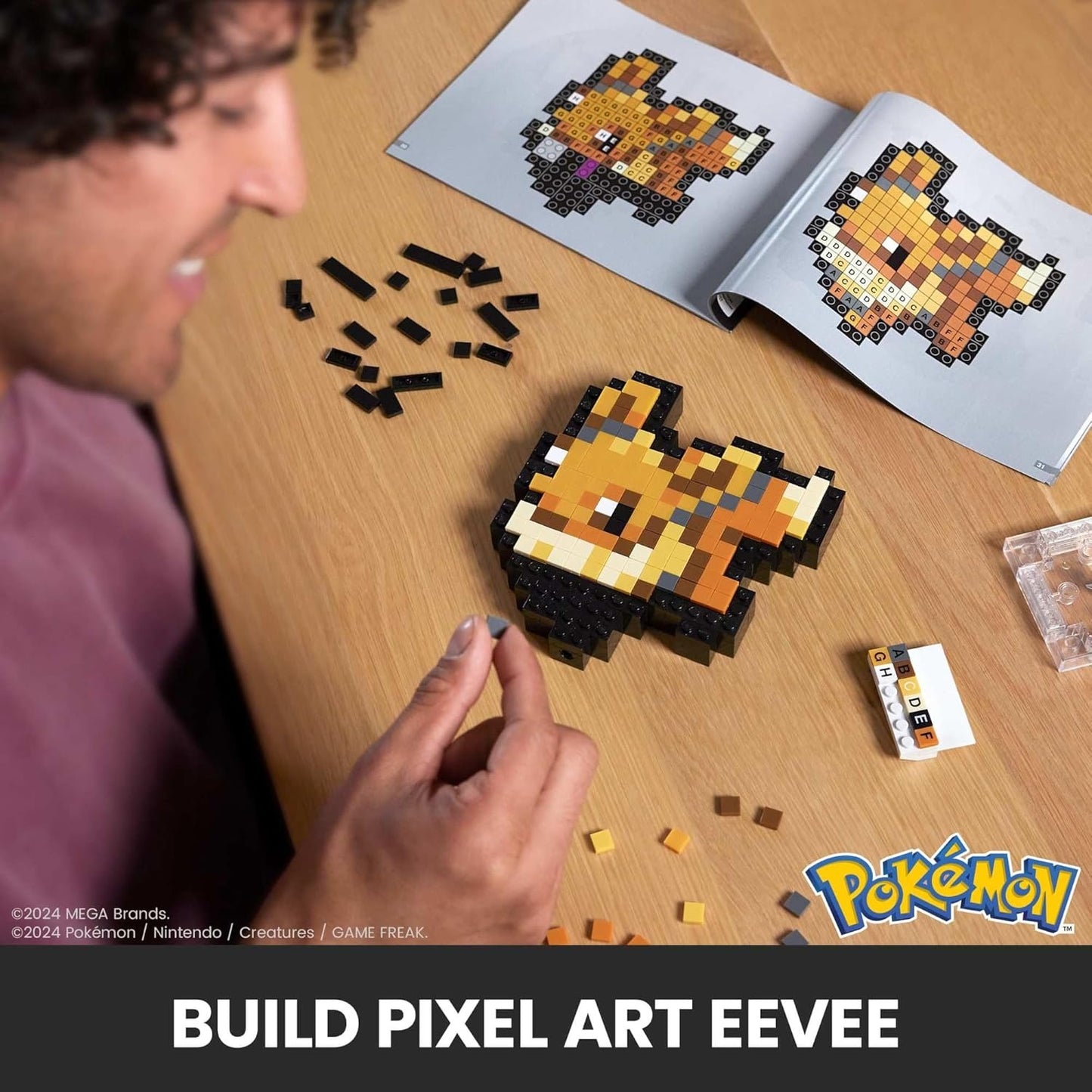 MEGA Pokemon Eevee 323 Piece Building Set Containing 1 Pixelated Retro Figure for Wall