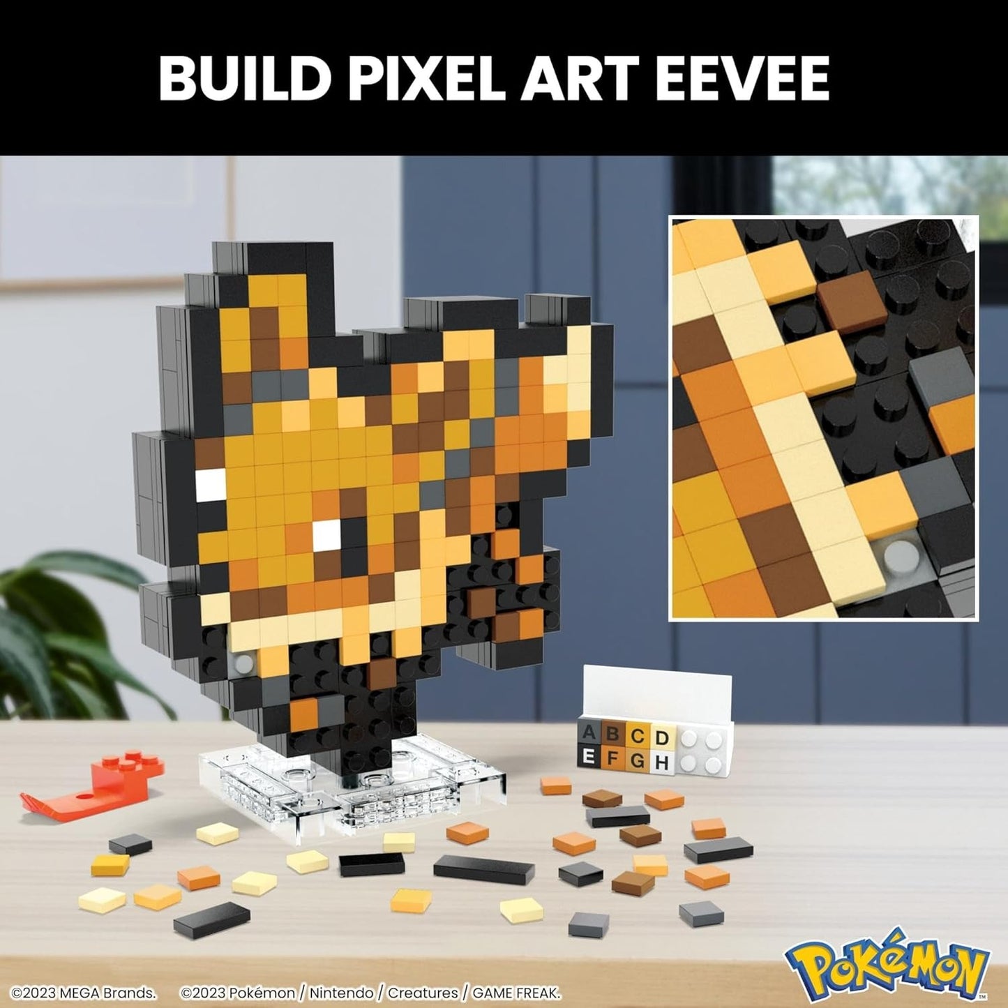 MEGA Pokemon Eevee 323 Piece Building Set Containing 1 Pixelated Retro Figure for Wall