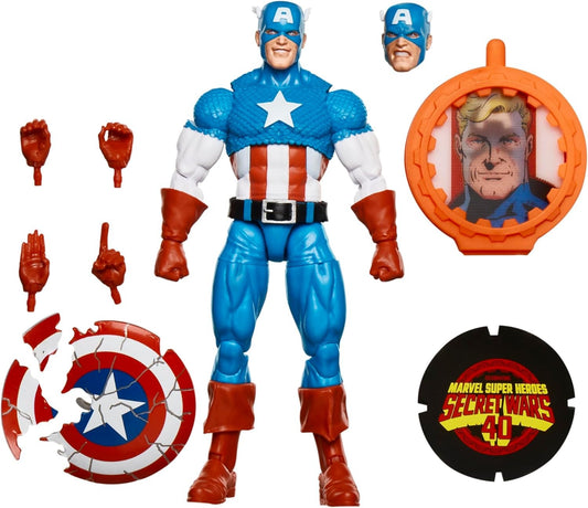 Marvel Legends Series Captain America, Avengers Retro Marvel Comics Secret Wars Collectible 6 Inch Action Figure with Shield