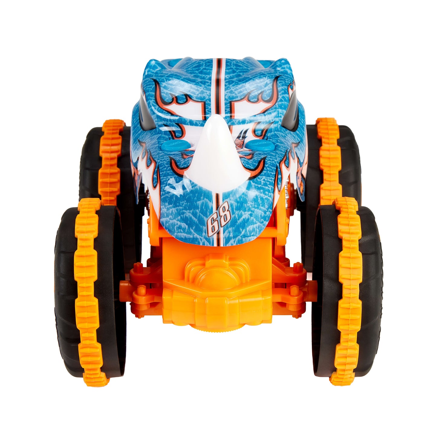Hot Wheels Monster Trucks RC Toy, Remote-Control Transforming Rhinomite in 1:12 Scale & 1:64 Scale Race Ace, Converts into Launcher, Connects to Track