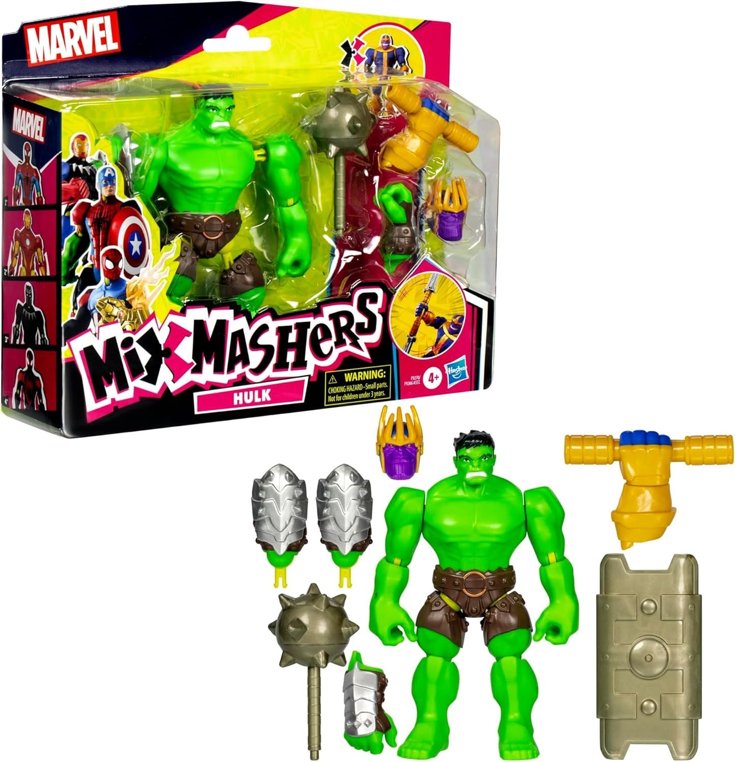 Marvel MixMashers Hulk Custom Avengers Deluxe Mix-and-Match Action Figure & Accessories, 5-Inch-Scale Super Hero Toys for Kids Ages 4+