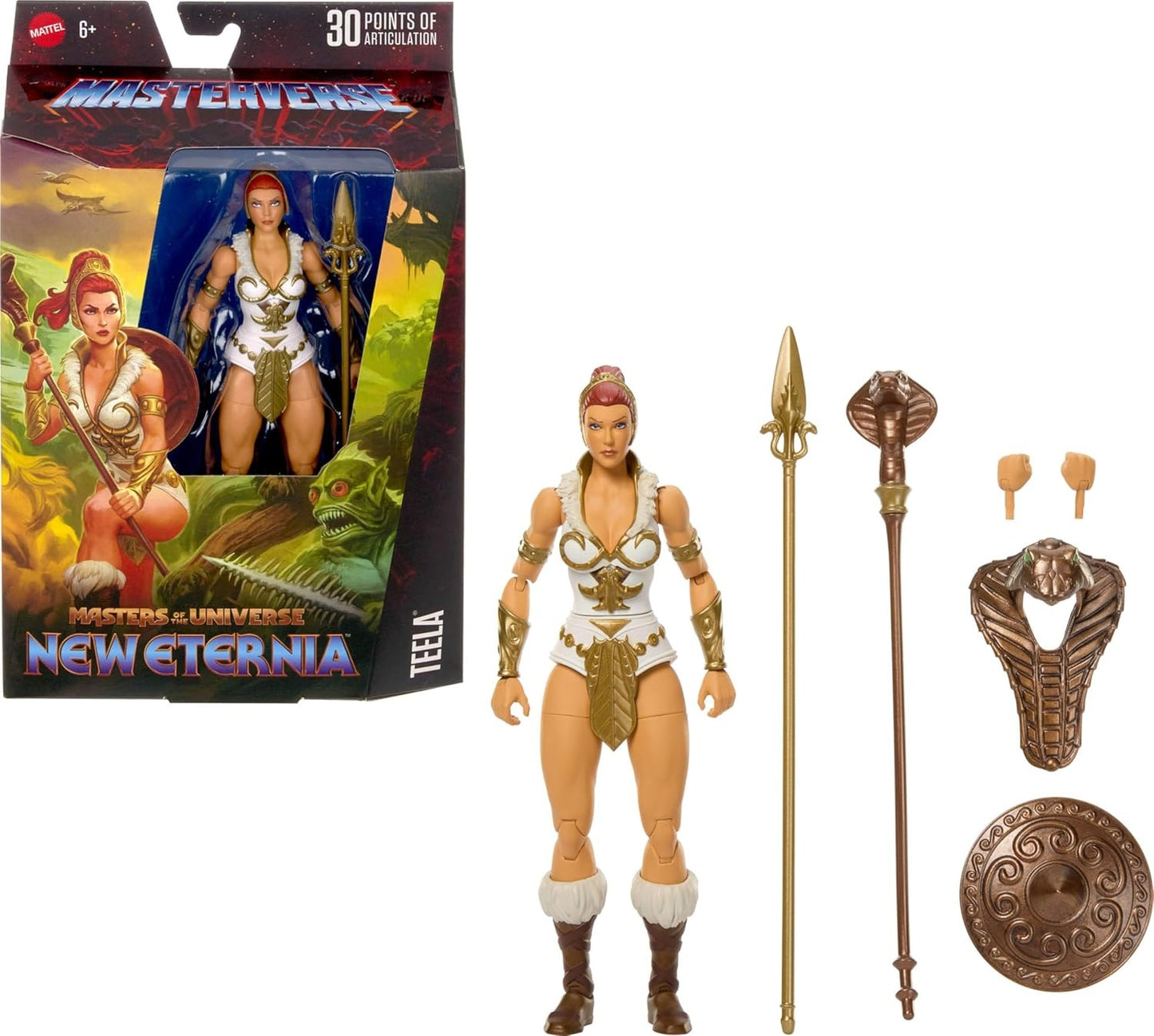 Masters of the Universe Masterverse Action Figure New Eternia Teela, 7 Inch Motu Toy 30 Articulations, Removable Cobra Hood, Weapons Accessories