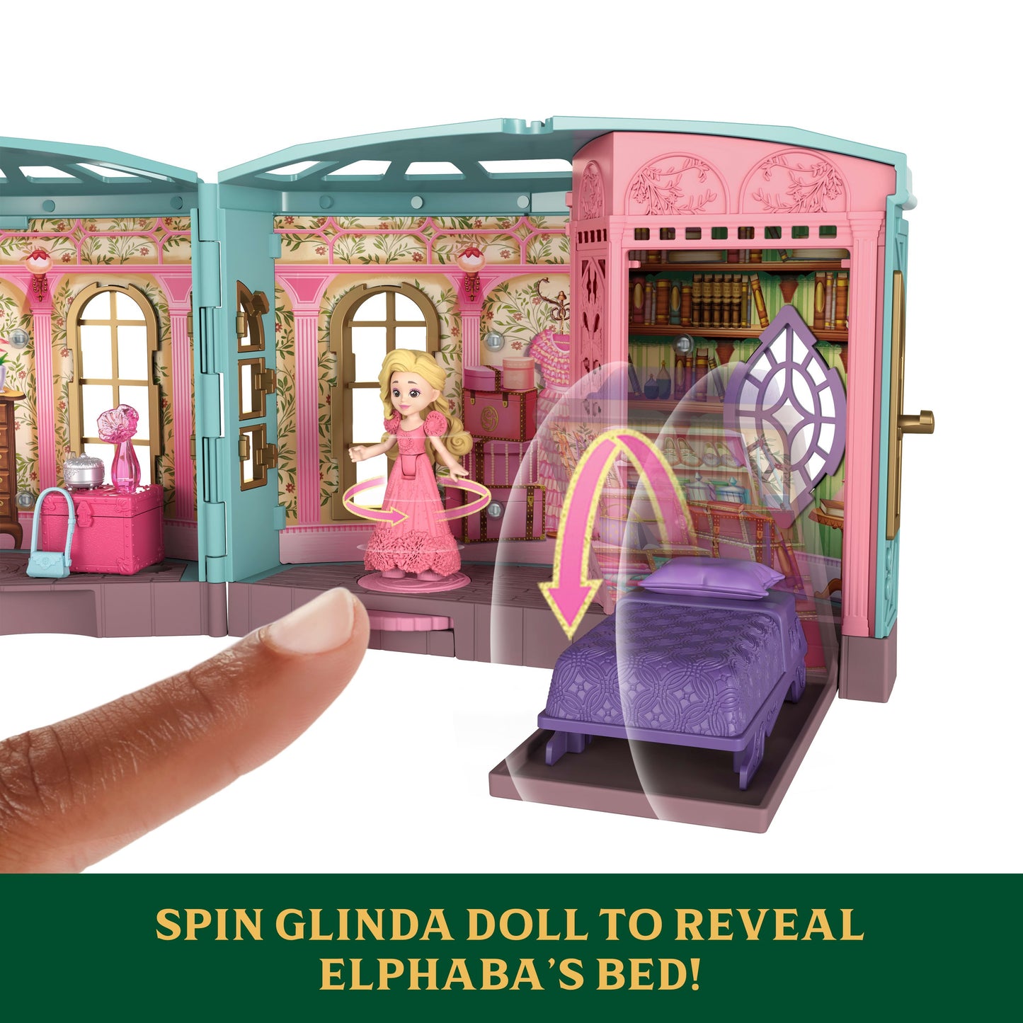 Mattel Universal Pictures’ Wicked So Popular Dorm Small Doll Playset with 3 Play Spaces & 9 Accessories, Inspired by The Movie