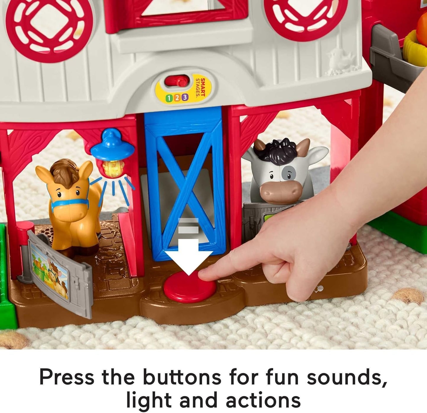 Fisher-Price Little People Toddler Learning Toy Caring for Animals Farm Playset with Smart Stages for Pretend Play Kids Ages 1+ Years