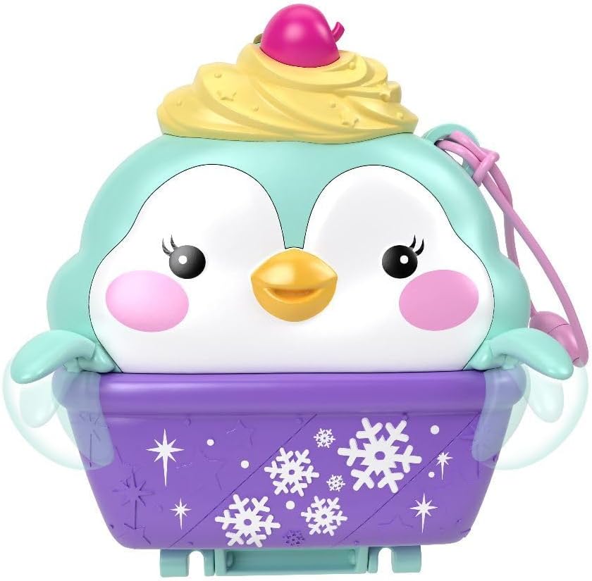 Polly Pocket Dolls & Playset, Snow Sweet Penguin Compact with 13 Accessories, Travel Toy with Fidget Exterior