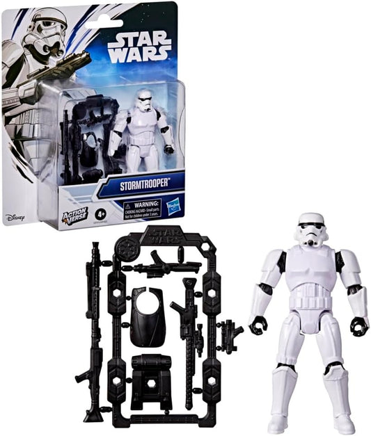 STAR WARS ActionVerse Stormtrooper 4.5-Inch Action Figure & Accessories, Reusable Accessory Storage Rack, Toys for Boys & Girls Ages 4+