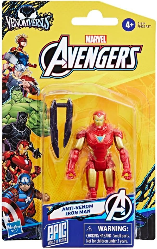 Marvel Avengers VenomVersus Epic World of Action Anti-Venom Iron Man Figure & Accessory, 4-Inch (10 cm) Super Hero Toys for Kids Ages 4+