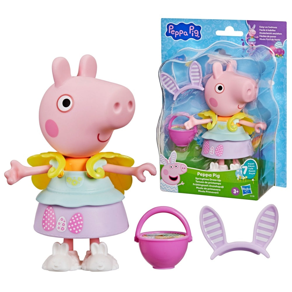 Peppa Pig Springtime Dress-Up Figure with 6 Easy-On Fashion Accessories, 6-Inch Doll, Easter Gift for Kids, Preschool Toys for Girls and Boys 3 and Up